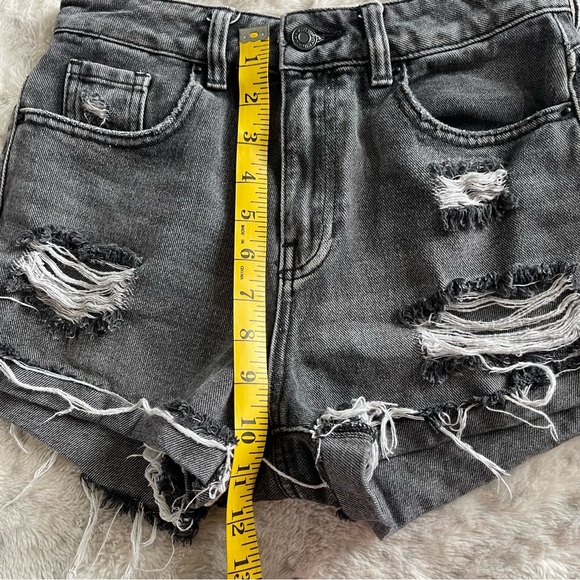 PacSun Gray Jean Shorts Distressed High-Waisted - Picture 8 of 8